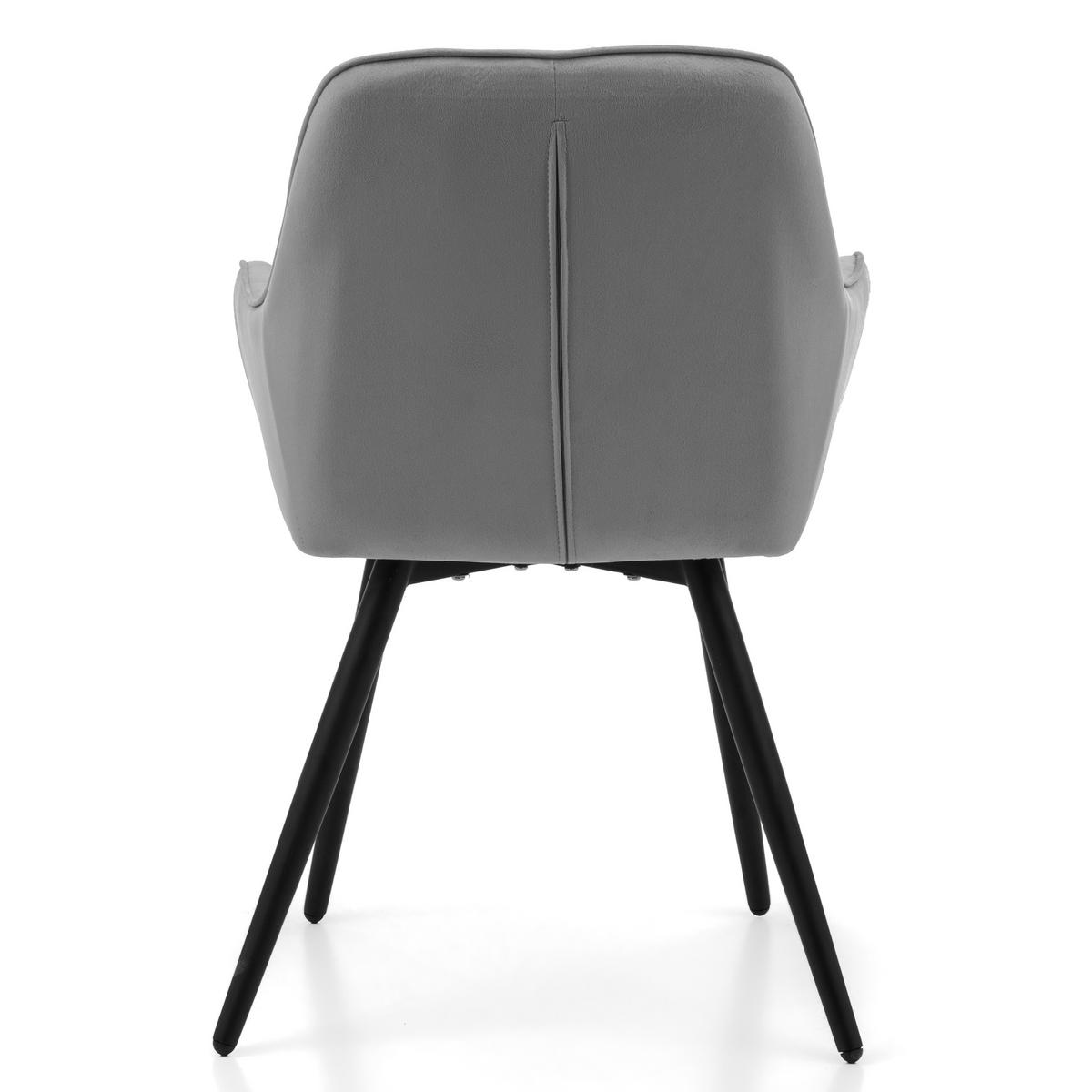 STUHL COLIN gespolsterter mit Steppung - hellgrau - Samt Velours - Hellgrau/Schwarz, Textil/Metall (58/87/61cm) - NEW HOME