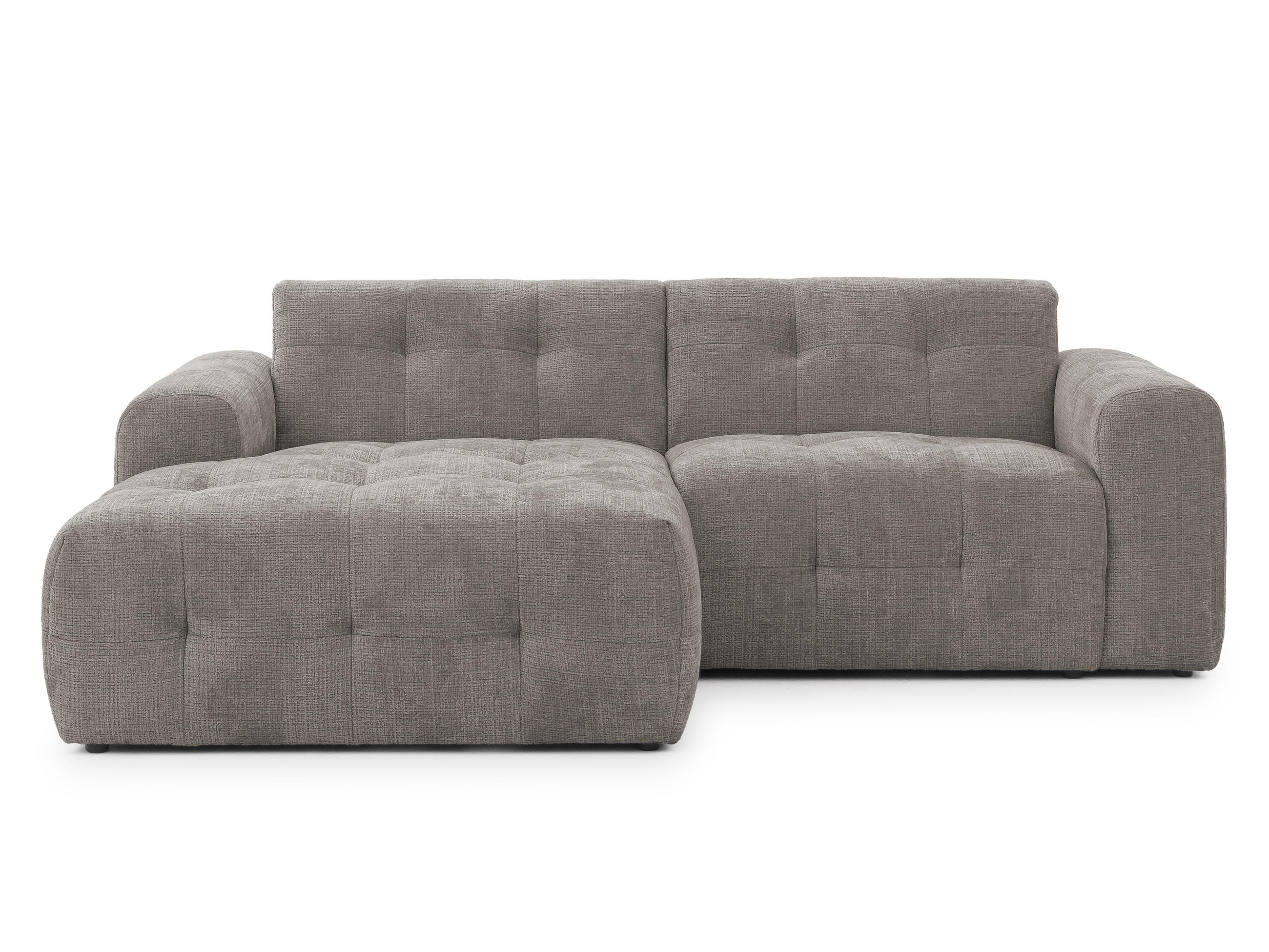 luma-home ROHOVÁ POHOVKA s otomanem vlevo, rafinovaným prošíváním, vlnovým pružinovým jádrem, Š234/H161/V79 cm, potah ze ženilky v hnědé barvě taupe /