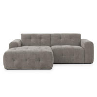 ECKSOFA mit Ottomane links, raffinierten Steppungen, Wellenunterfederung, B234/T161/H79 cm, Chenille-Bezug in Braun Taupe / 21042 - Taupe/Schwarz, Kunststoff/Textil (234/79/161cm) - luma-home