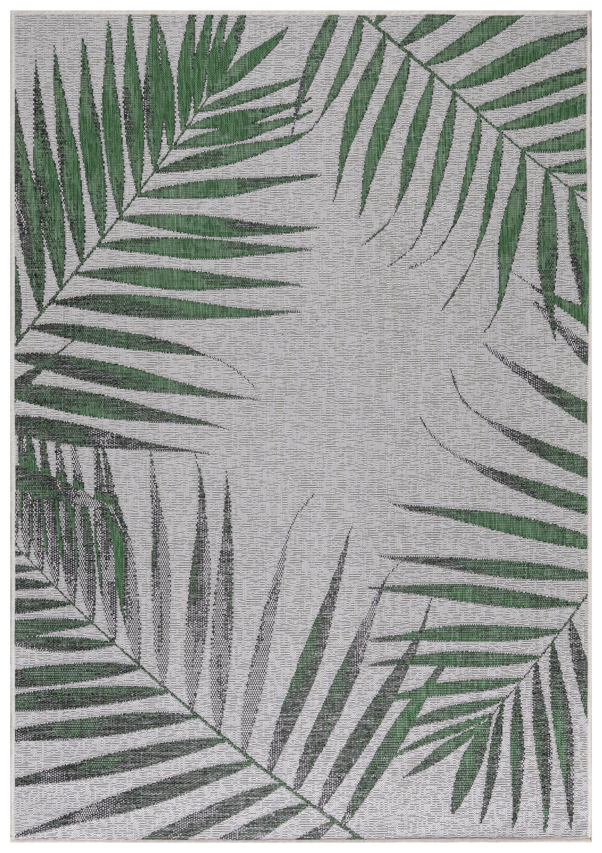 TEPPICH Outdoor Flachgewebe Dschungel-Design Polypropylen Terrasse Grün Rechteckig 120x170 - Grün, Textil (120/170cm) - KADIMA DESIGN