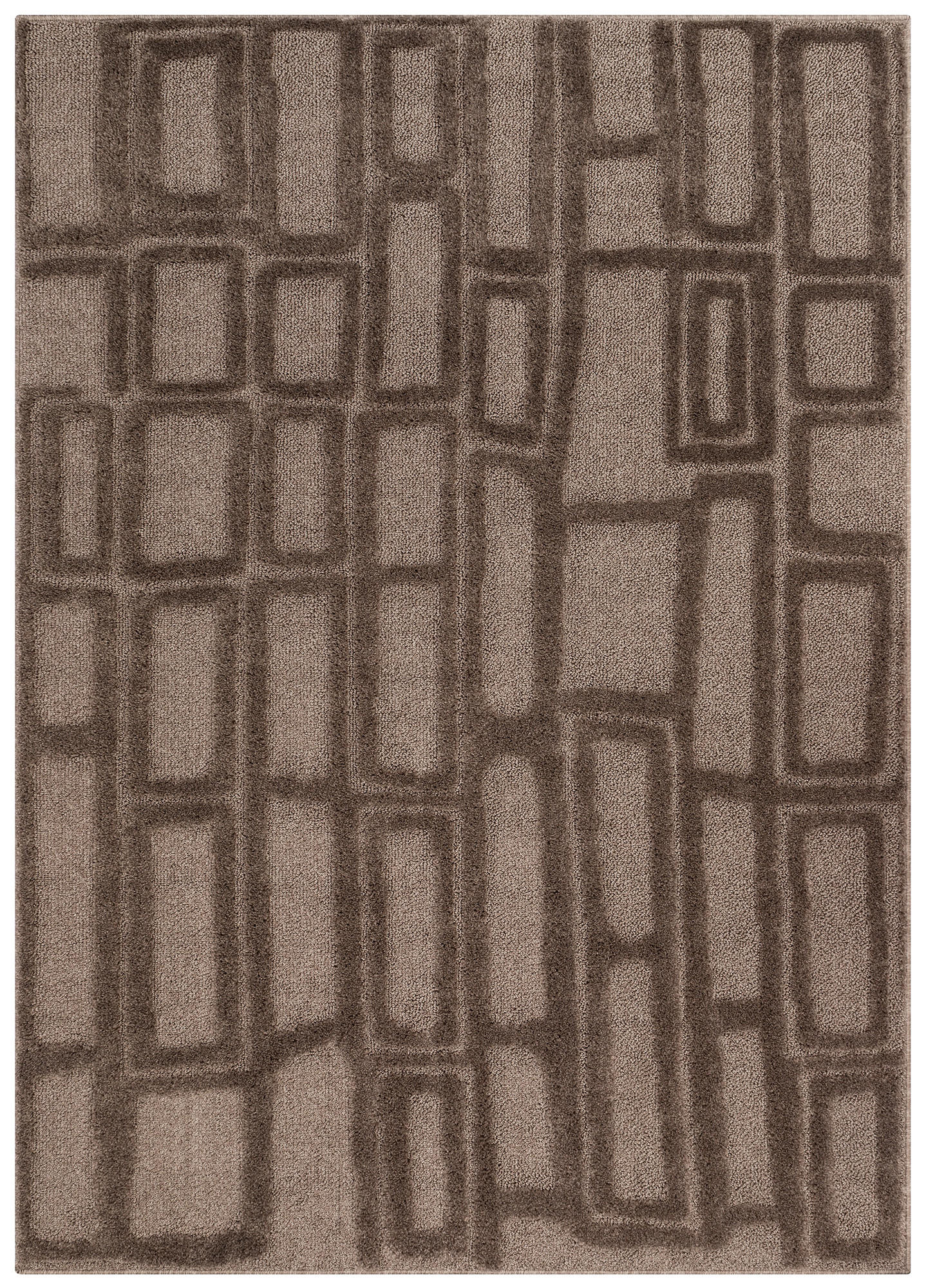 KURZFLORTEPPICH RELIEVO taupe grafisch 3D-Struktur 200/300 cm - Taupe, Textil (200/300cm) - Tapiso