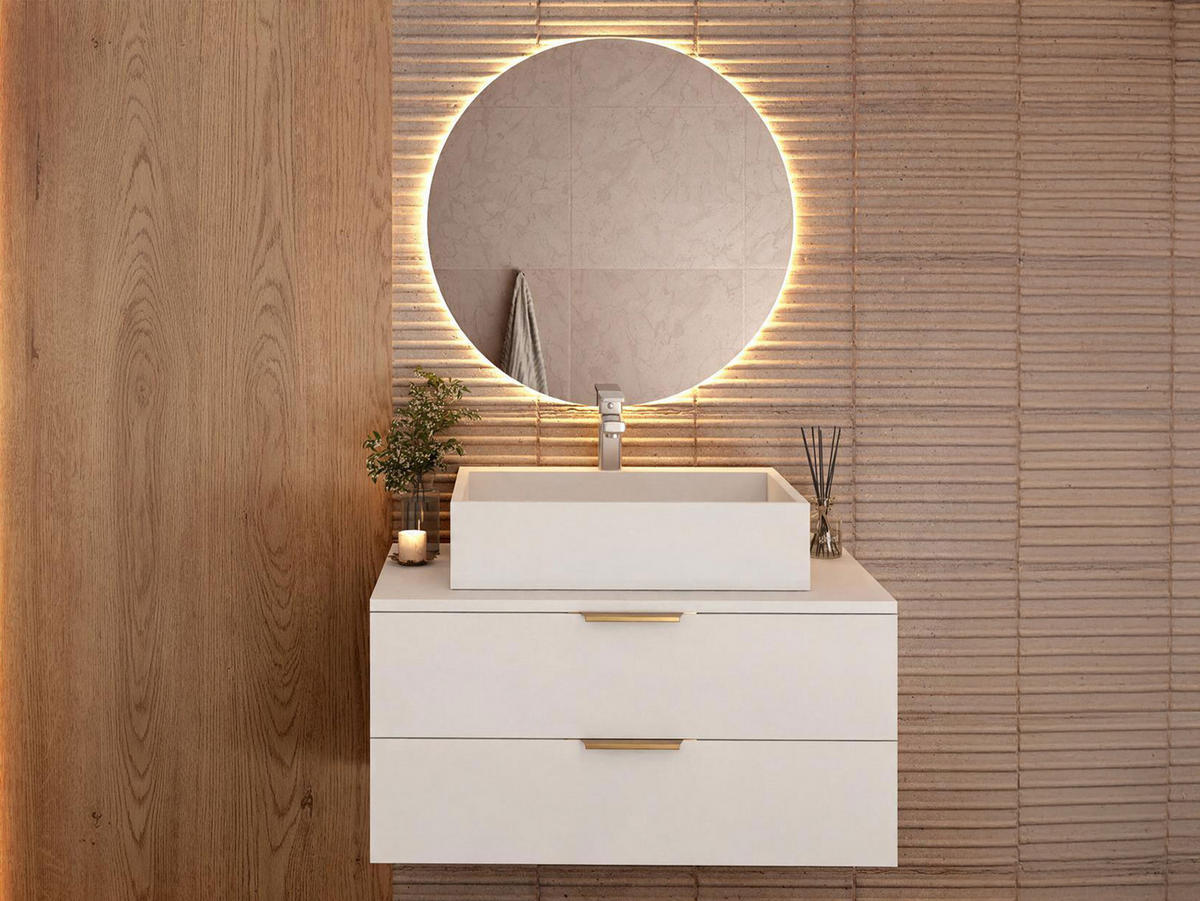 WASCHBECKENSCHRANK Mogares - Goldfarben/Weiß, Holzwerkstoff/Metall (81/40/46cm) - MIRJAN24
