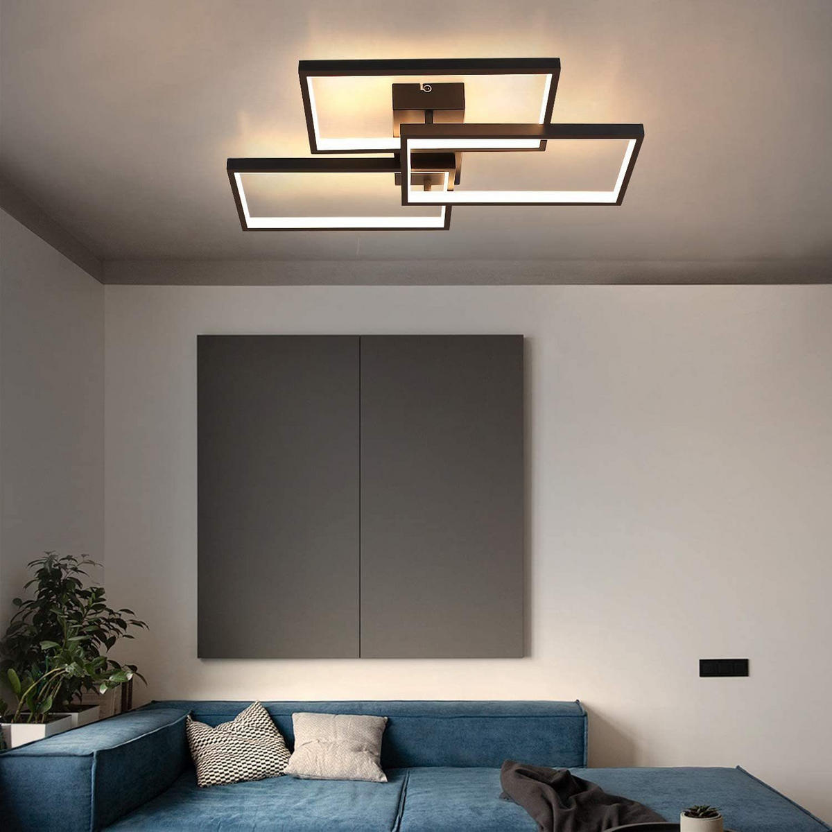 LED-DECKENLEUCHTE Irmgard 60/40/8.5 cm - Schwarz, Metall (40/60/8.5cm) - Nettlife