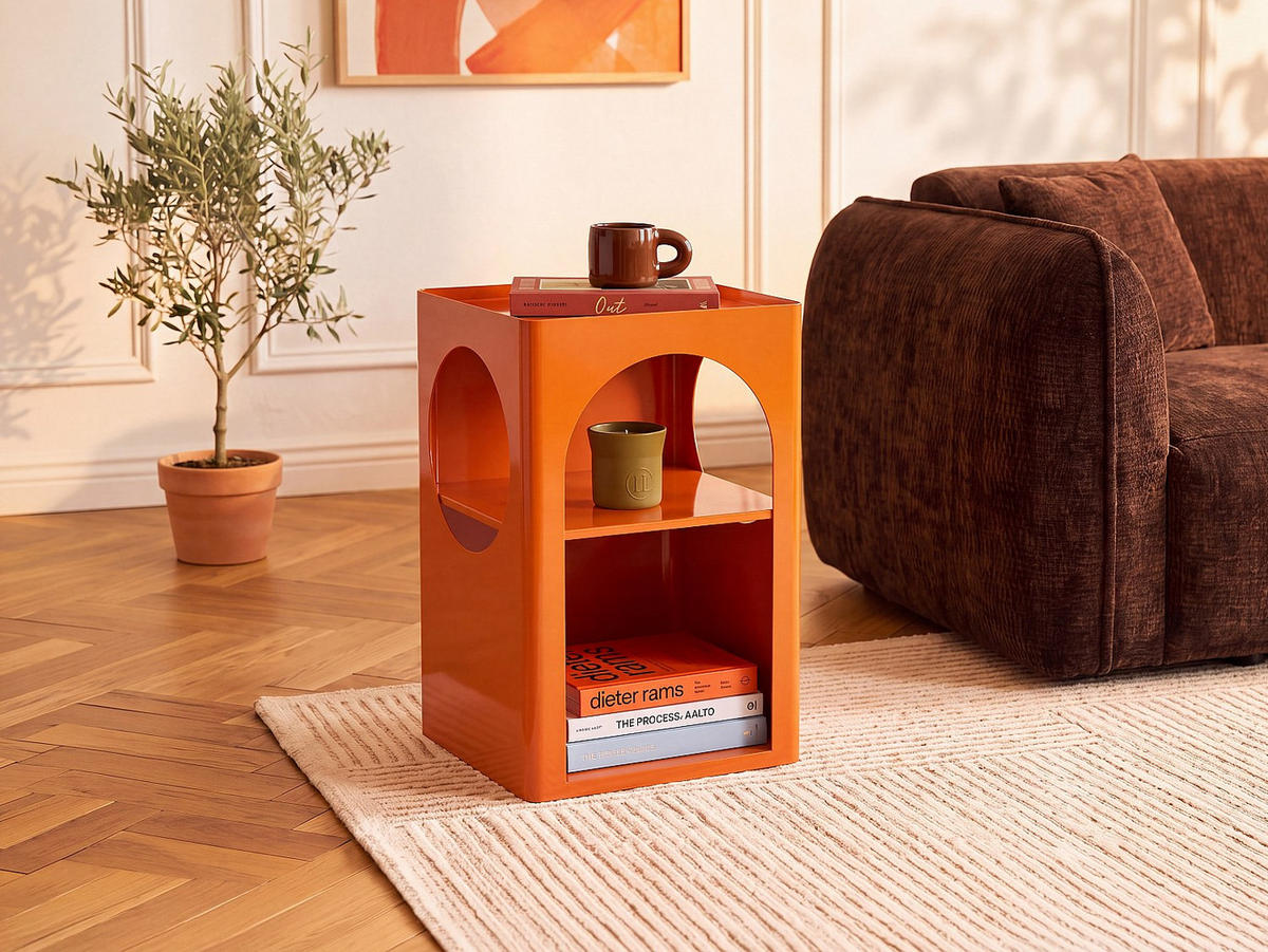 BEISTELLTISCH - 34 cm x 34 cm - metall - orange Staly - Orange, Metall (34/34/55cm) - Vente-Unique