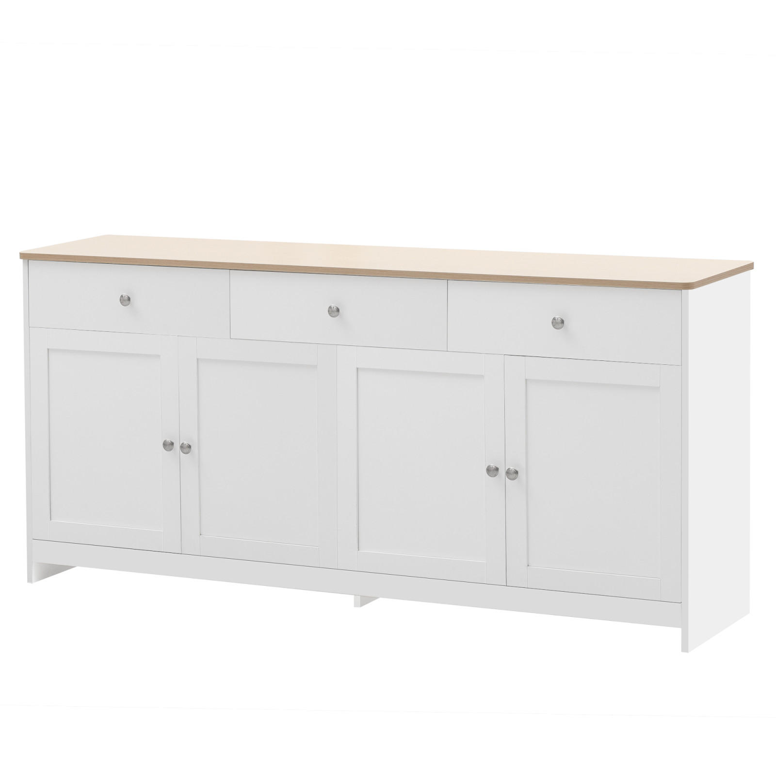 SIDEBOARD 160x37x75 cm, 4 Türen, helle Holzoptik, Weiß - Weiß, Holz (160/75/37cm)