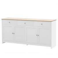 SIDEBOARD 160x37x75 cm, 4 Türen, helle Holzoptik, Weiß - Weiß, Holz (160/75/37cm)