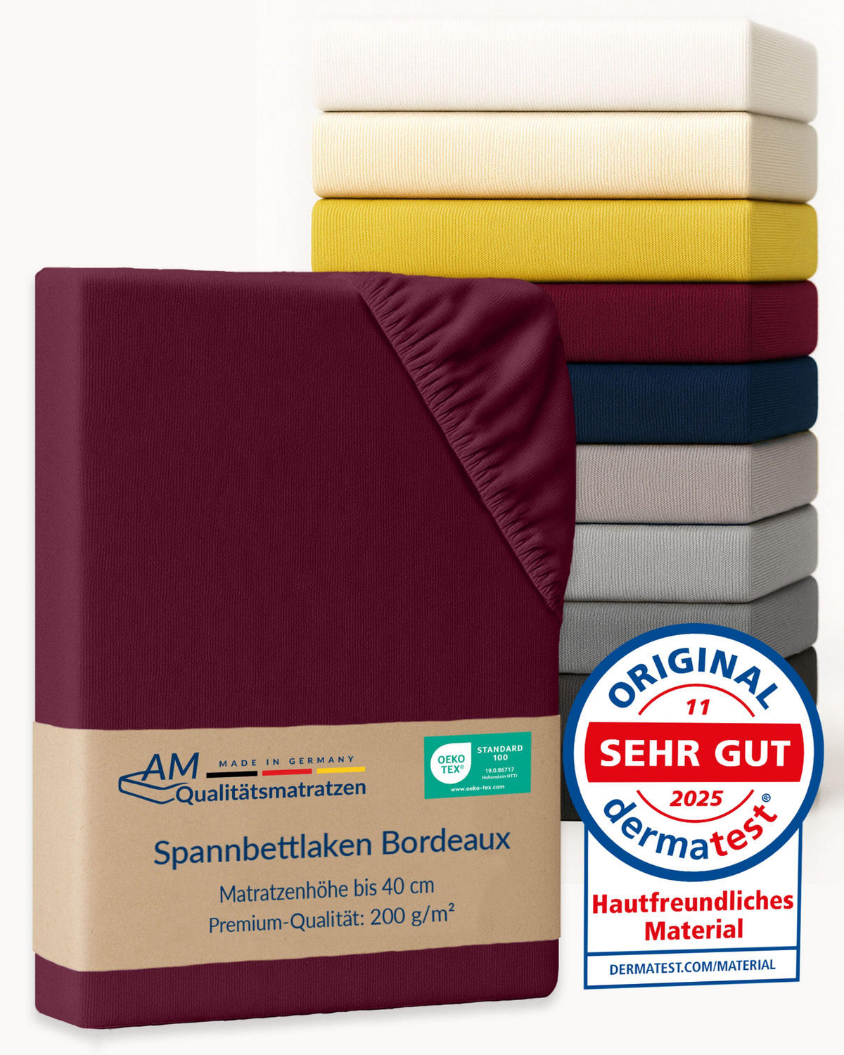 SPANNBETTLAKEN BOXSPRING 180/200/33 cm Bordeaux - Bordeaux, Textil (180/200cm) - AM Qualitätsmatratzen