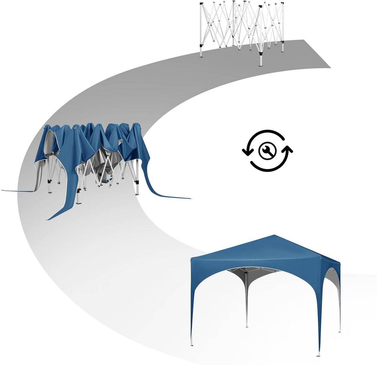 PAVILLON Faltbar wasserdichter Faltpavillon, aus Oxford Metallrahmen 3x3m - Blau, Metall (300/260/300cm) - Woltu