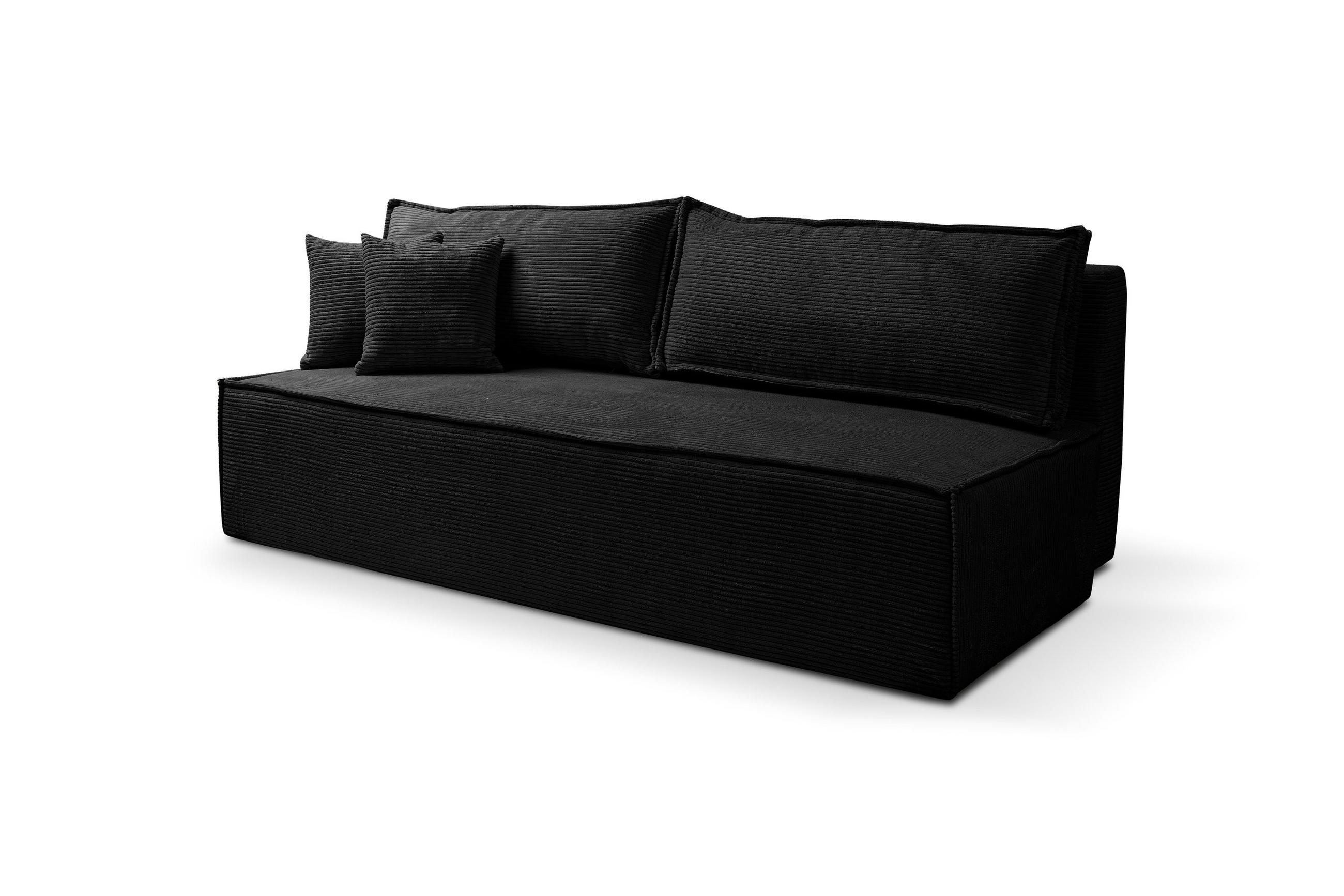SCHLAFSOFA TIMO, Sofa mit Schlaffunktion und Bettkasten, Farbe: Schwarz, Cordstoff - Schwarz, Textil (200/80/93cm) - VENASI MÖBEL