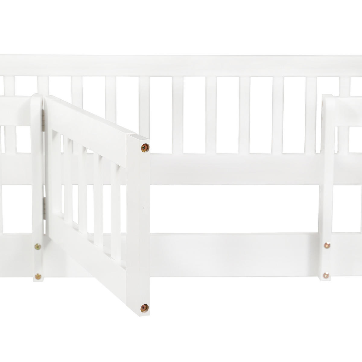 ETAGENBETT aus Kiefernholz 90x200 cm Weiß mit Treppe, Geländer und freiem Gestaltungsraum - Weiß, Holz (90/200cm) - IVMEU