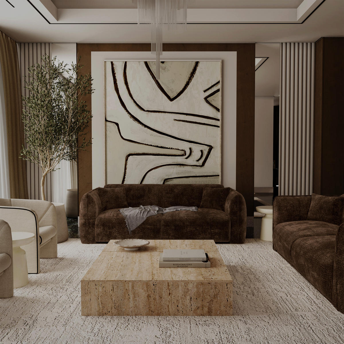 SOFA LUSH Gemusterter Samt Espressobraun 205cm - Dunkelbraun/Braun, Textil (205/72.5/90cm) - Premium Interiors