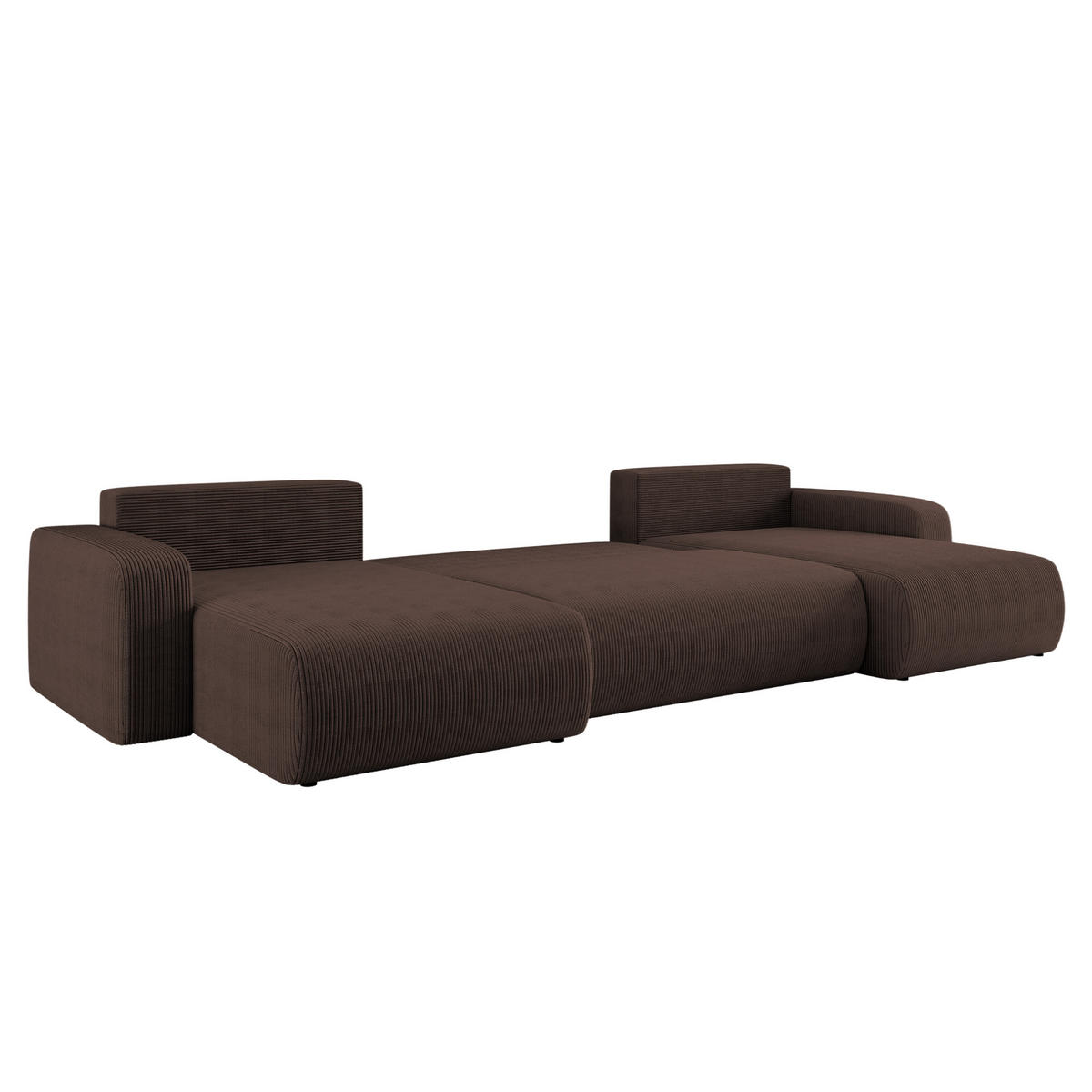 ECKSOFA U-Form Mit Schlaffunktion Und Bettkasten MILANO Dicker Cord Braun - Braun, Holz/Textil (312/145cm) - Kaiser Möbel