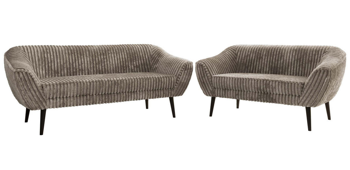 SEDACÍ SOUPRAVA 3+2 PIRS - Světle hnědá Manšestr - Černé nohy - černá/světle hnědá, kompozitní dřevo/textil (180/75/74cm) - MKS