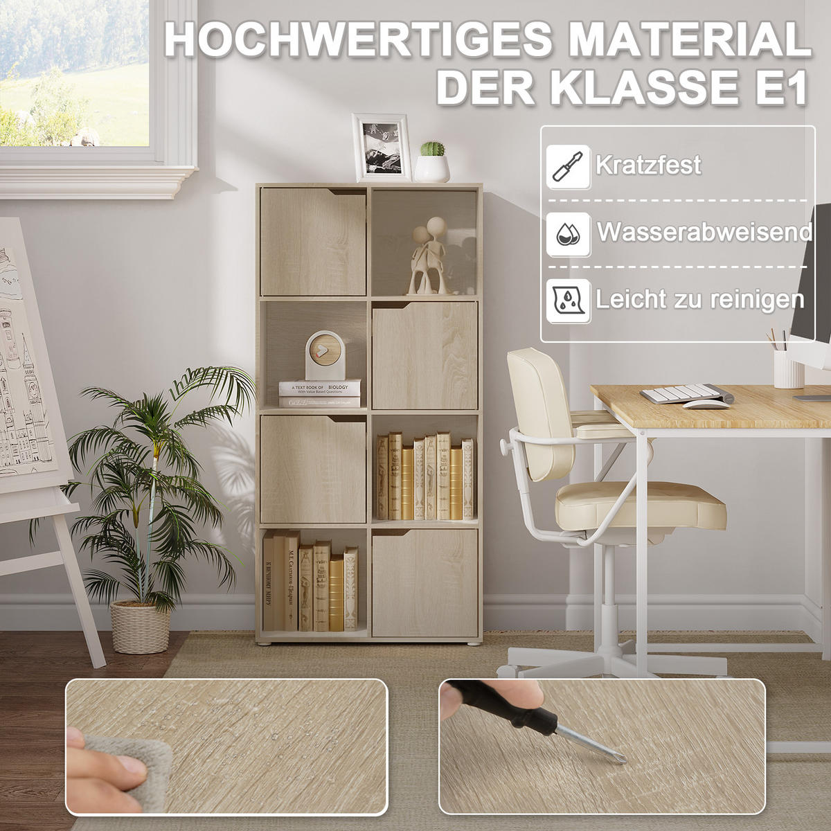 BÜCHERREGAL mit 8 Fächern, 60x120x30 cm, Helle Eiche - Eichefarben, Holzwerkstoff (60/120/30cm) - Woltu