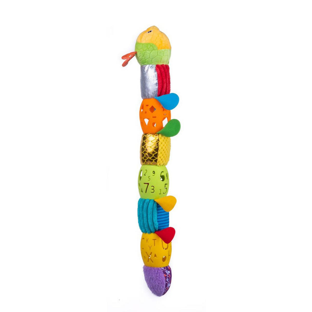STOFFSPIELZEUG Raupe 80208 bunt 55 cm lang, Rassel, 8 Elemente, ab Geburt, Plüschraupe, Greifelemente - Multicolor, Textil (8/5/55cm) - Bali Bazoo