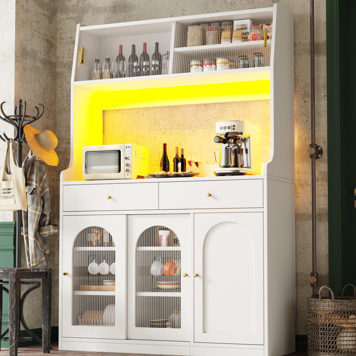 ANRICHTE 120/180/40 cm Weiß aus MDF und Holzwerkstoff mit LED-Beleuchtung - Weiß, Holzwerkstoff (40/180/120cm) - OKMYHOME