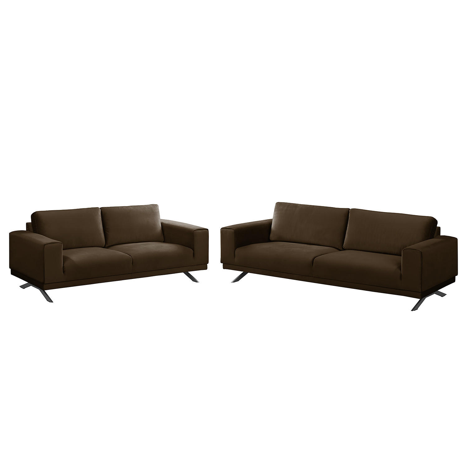 POLSTERGARNITUR (3-2) - Samt - Braun, Textil (1/1/1cm) - home24