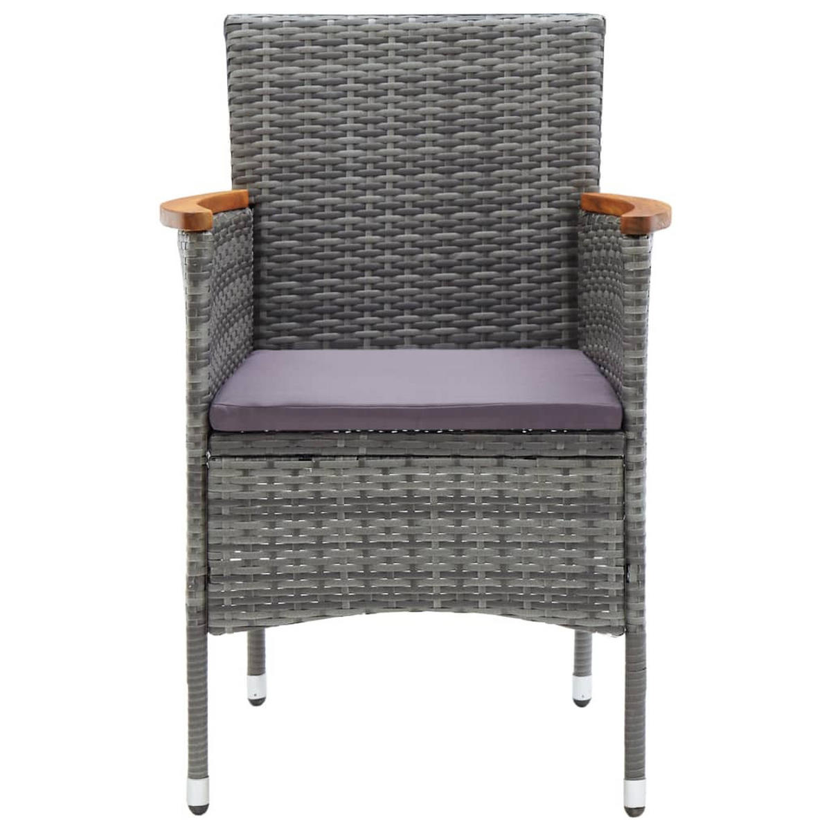 GARTENSTÜHLE mit Dunkelgrau Kissen, 55/58/84 cm, aus Poly Rattan und Stahl, Grau, 4er-Set - Dunkelgrau/Grau, Kunststoff/Textil (55/84/58cm) - vidaXL