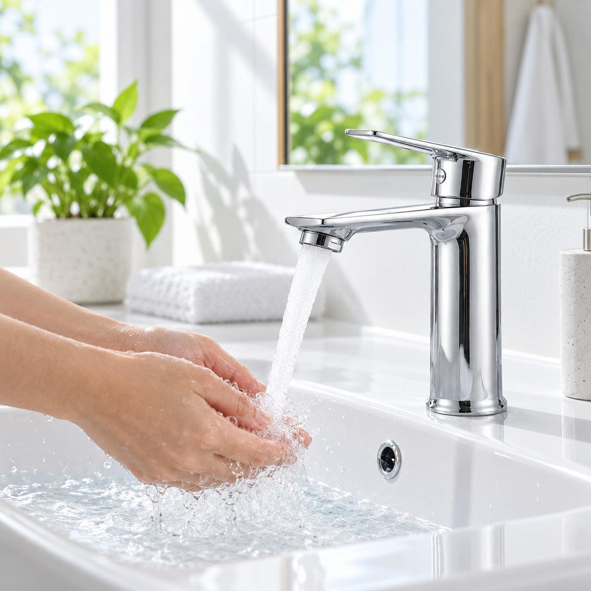 KÜCHENARMATUR Chrom in Spiegelglanzoptik, Einhebelmischer mit Keramikventilen, schäumender Wasserauslauf, rostbeständig, Einlochmontage - Chromfarben, Metall (4.5/17/14.5cm) - Joyfair
