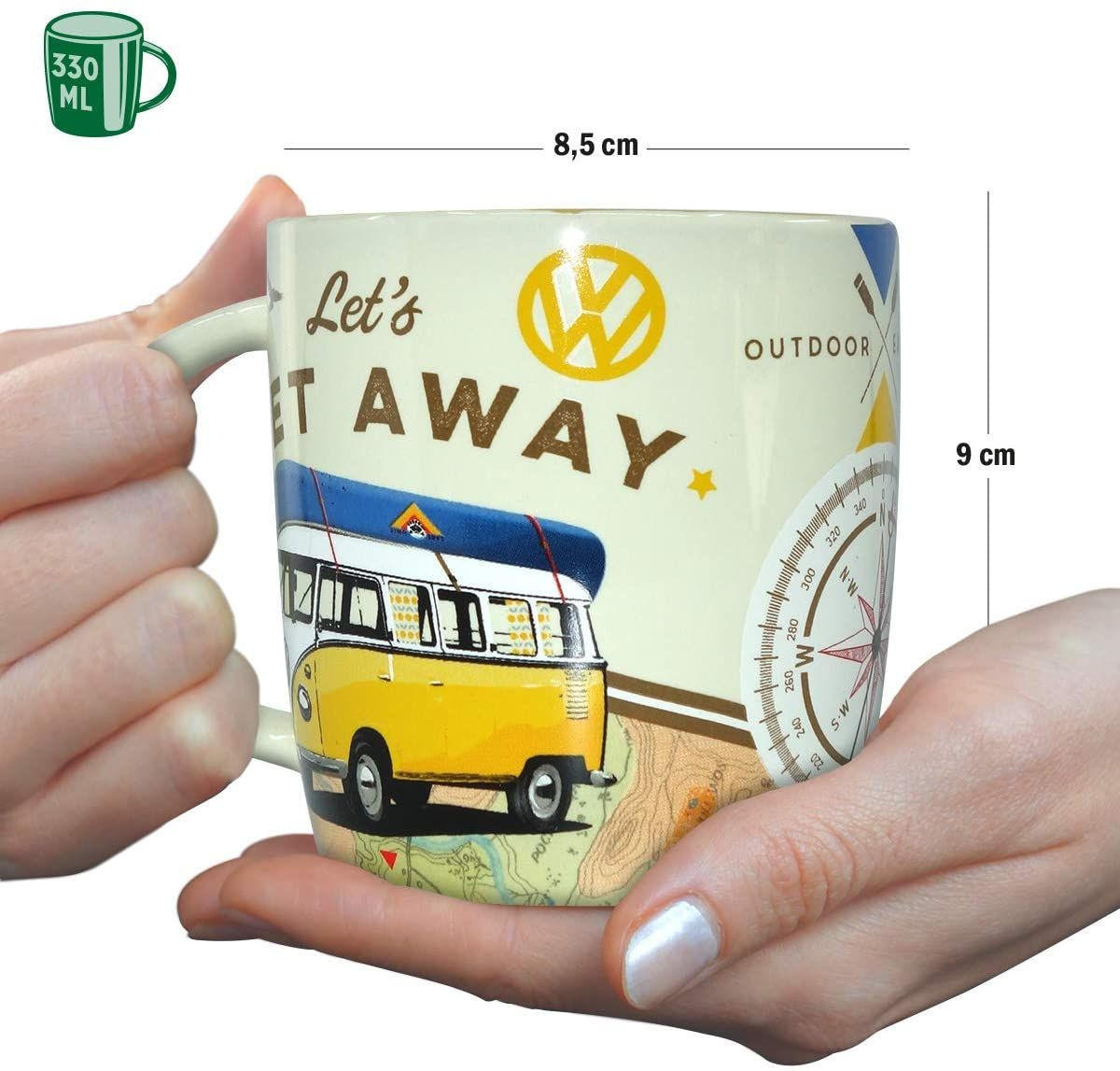 KAFFEETASSE 330 ml Volkswagen VW Bulli Let's Get Away - Multicolor, Keramik (0.33L) - Nostalgic-Art