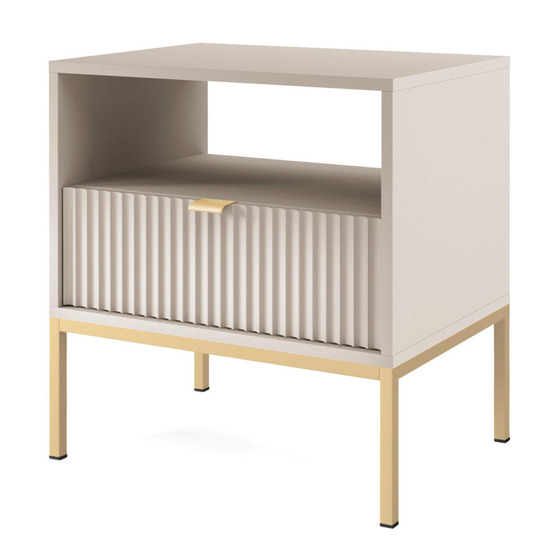 NACHTTISCH Vellore Greige / Gold 54 cm - Ecru/Beige, Holzwerkstoff/Metall (54/56/39cm) - Selsey