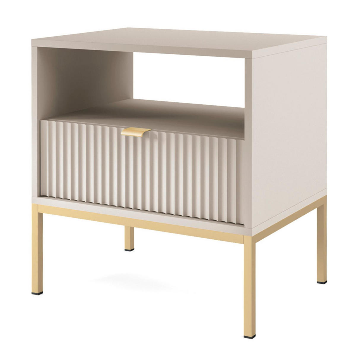 NACHTTISCH Vellore Greige / Gold 54 cm - Ecru/Beige, Holzwerkstoff/Metall (54/56/39cm) - Selsey