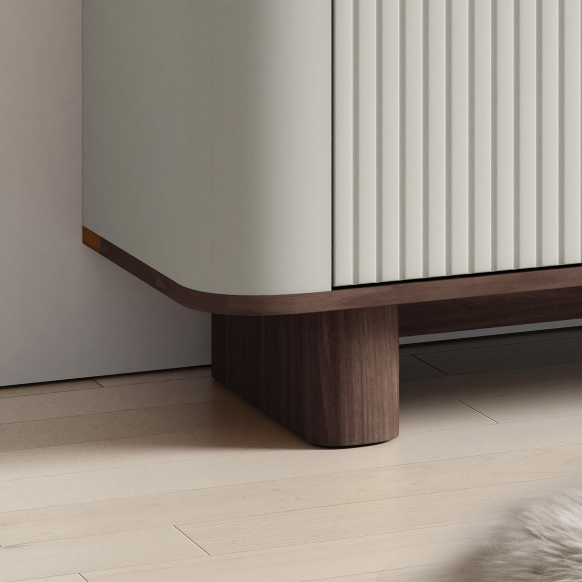 TV-SCHRANK Hängende RTV Kommode 200 cm Misterio mit Lamellen Cashmere - Nussbaum Lincoln - Nussbaumfarben/Creme, Holzwerkstoff (200/42/40cm) - Jerpax