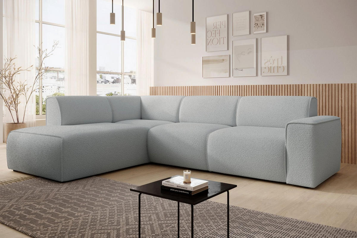 ECKSOFA Bouvi Hellgrau links - Hellgrau/Schwarz, Kunststoff/Textil (292/220cm) - Selsey