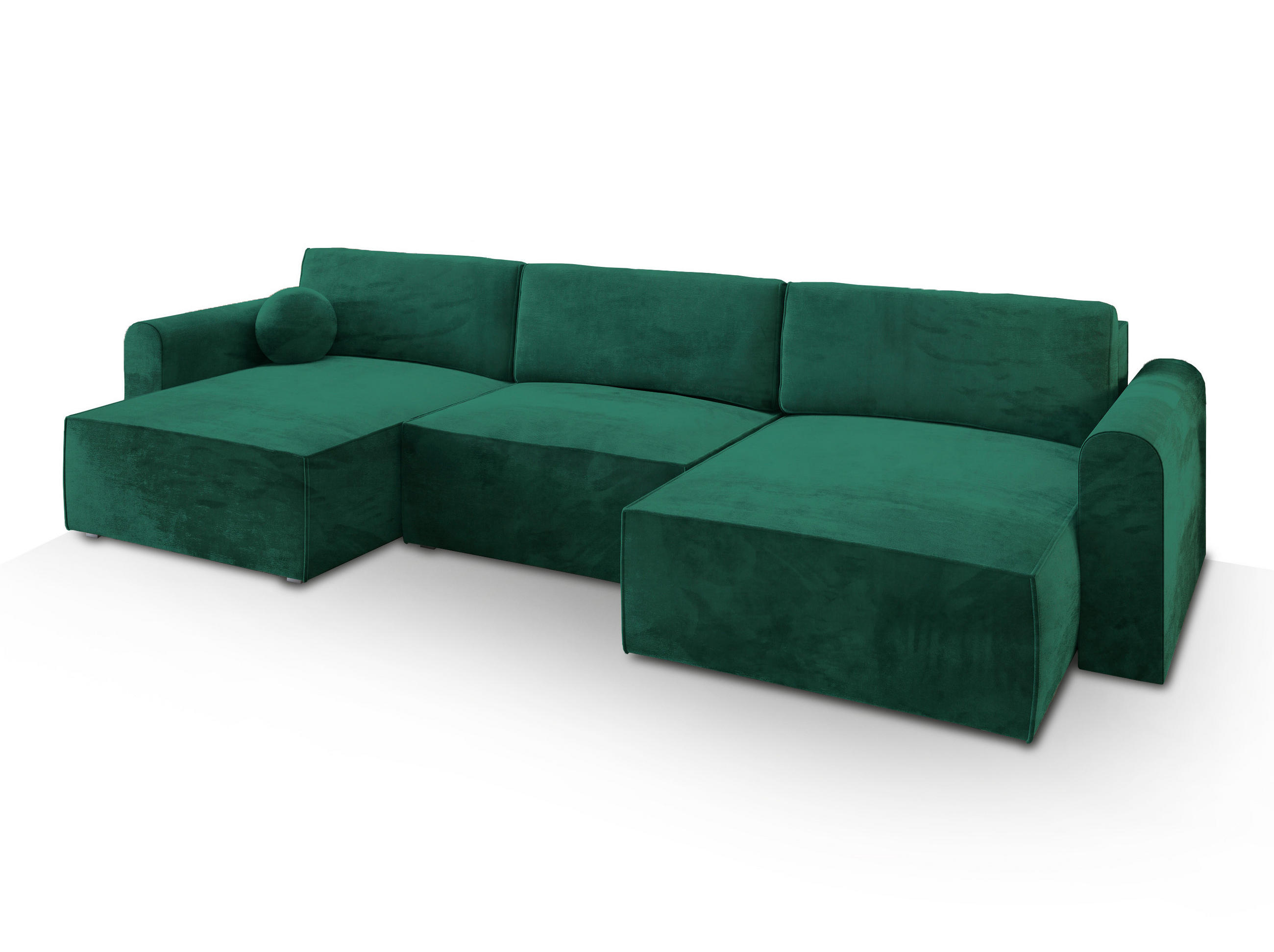 WOHNLANDSCHAFT FENTO M Grün Velours-Stoff mit Schlaffunktion - Grün, Holz (347/90/148cm) - MASSENO