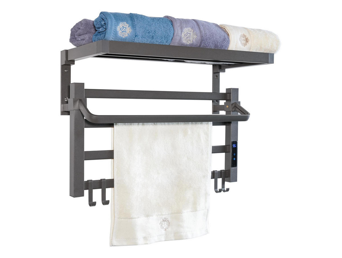 HANDTUCHTROCKNER Grau mit Elektrosystem und Wandhalterung 55 W - Grau, Metall (57/39/27cm) - Purline