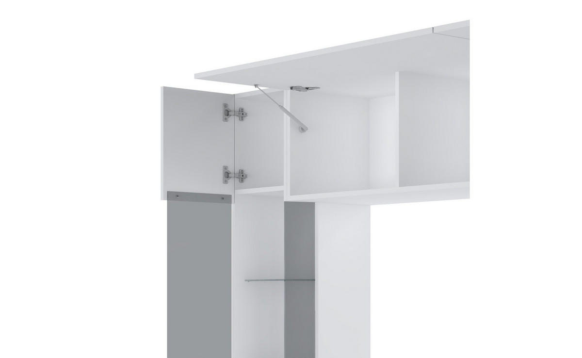 WOHNWAND BLAKE 213/38/186 cm Weiß Hochglanz/Antisol mit LED - Weiß, Holzwerkstoff (213/186/38cm) - Lookway