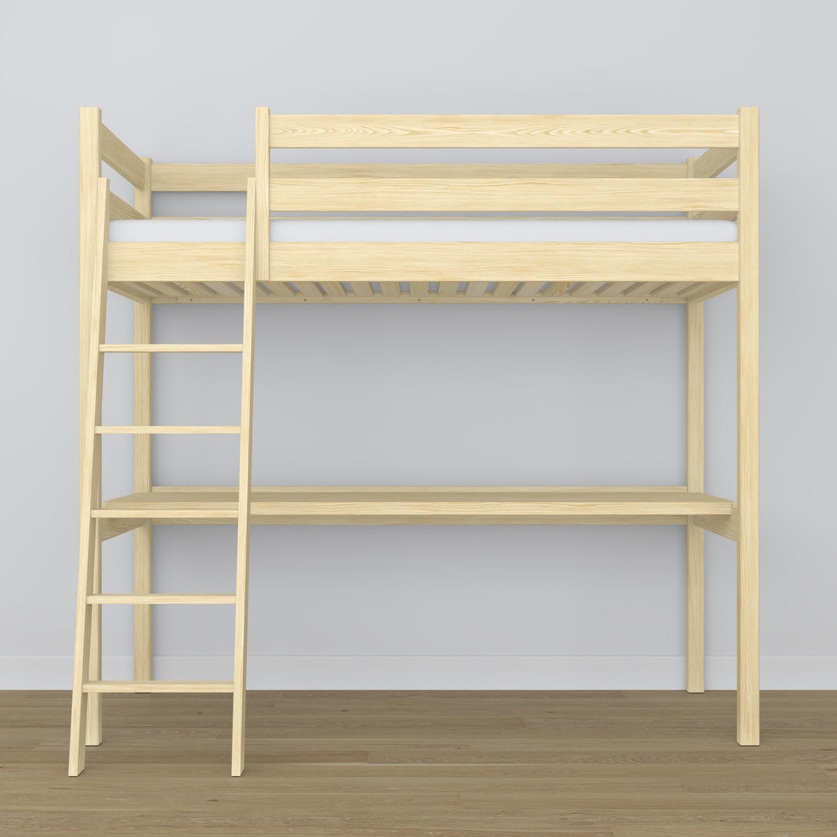 HOCHBETT N03 mit Schreibtisch Klare Kiefer 80/200 - Braun, Naturmaterialien/Holz (80/200cm) - N-Wood