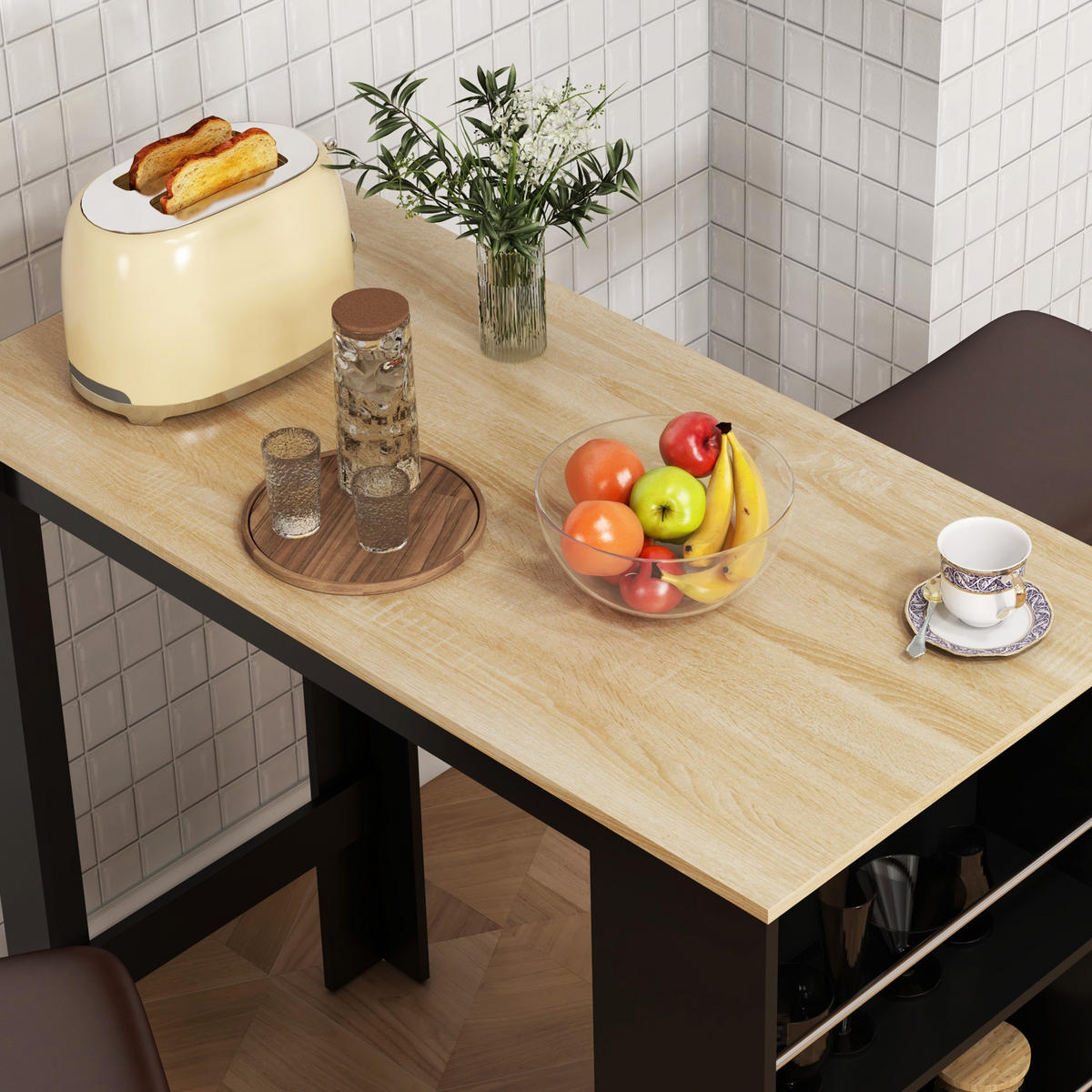 BARTISCH DE-14735 3 Ablagen mit Seitenschienen Schwarz - Schwarz, Holzwerkstoff (112/57/106cm) - ComfortXL
