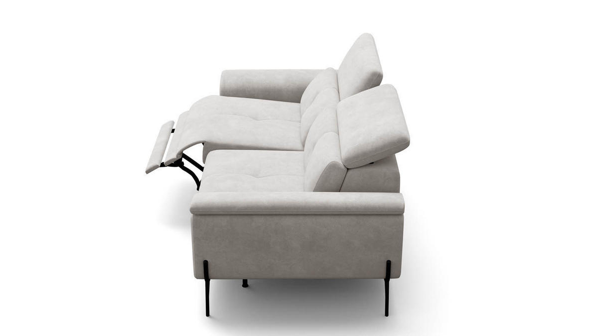 SOFA RELAX AVENA 3-Sitzer, beiger Veloursstoff - Beige/Schwarz, Holz/Textil (204/80/108cm) - Wozimo