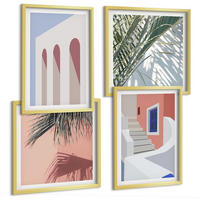 BILDER SET 4er Set - 50x50 cm & 40x60 cm Goldrahmen - Illustrationen der Stadtarchitektur - Goldfarben, Kunststoff (50/50cm) - TULUP