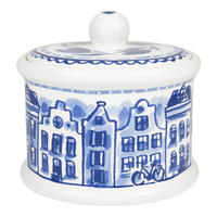 VORRATSDOSE Kanalhäuser in Blau - 12,5cm - Multicolor, Keramik (14/13/14.3cm) - Blond Amsterdam