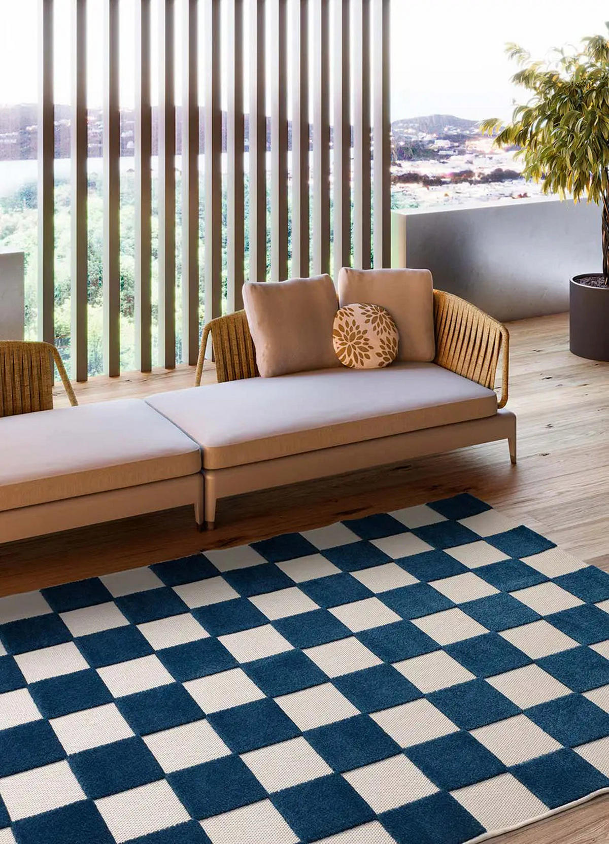IN- & OUTDOOR-TEPPICH Blau / Weiß Cuadros 160/230 cm - Blau/Weiß, Textil (160/230cm) - Atticgo
