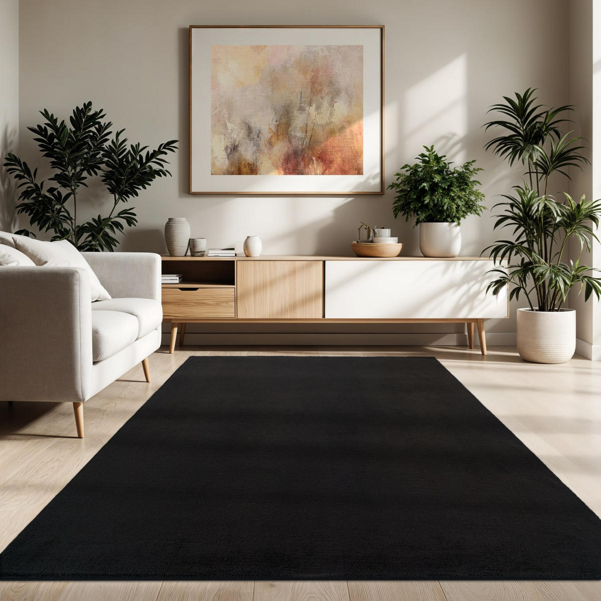 KURZFLORTEPPICH 140/200 cm Cadiz 630 - Schwarz, Kunststoff (140/200cm) - Paco Home
