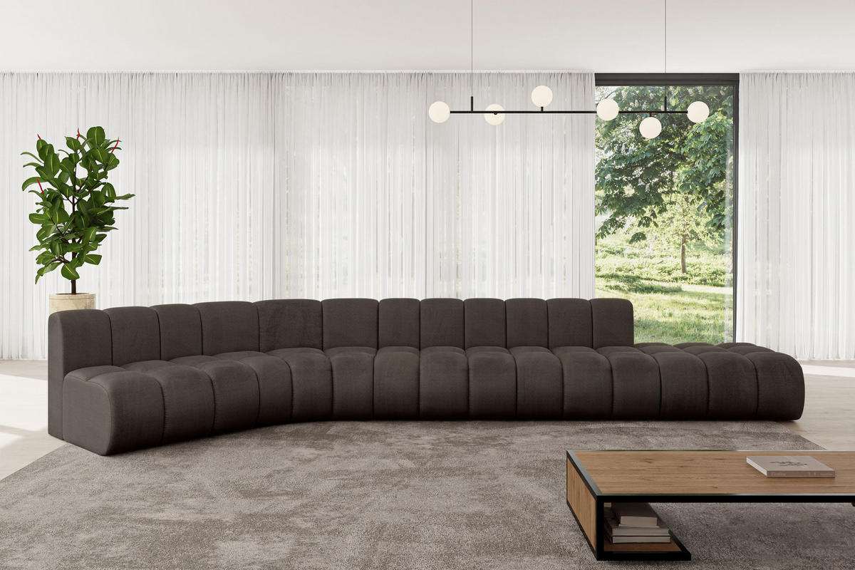ECKSOFA modulares Sofa Brilo-L2 - 471x174x70 cm Braun - Braun, Holzwerkstoff/Textil (471/174cm) - ALTDECOR