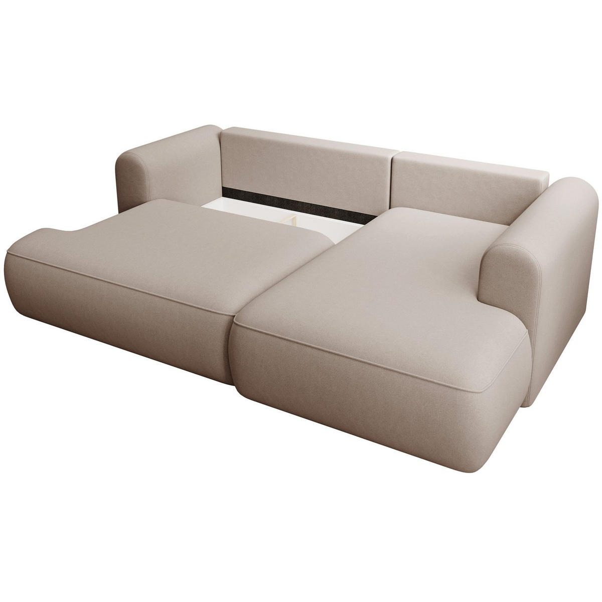 ECKSCHLAFSOFA Ovo Mini Beige Easy-Clean-Samtbezug - Beige/Schwarz, Kunststoff/Textil (156/238cm) - Selsey