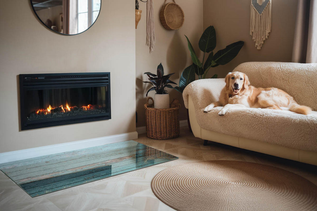 GLASPLATTE für Kamin 140x70 cm Türkis - Türkis, Glas (140/70/0.4cm) - ArtPrintCave