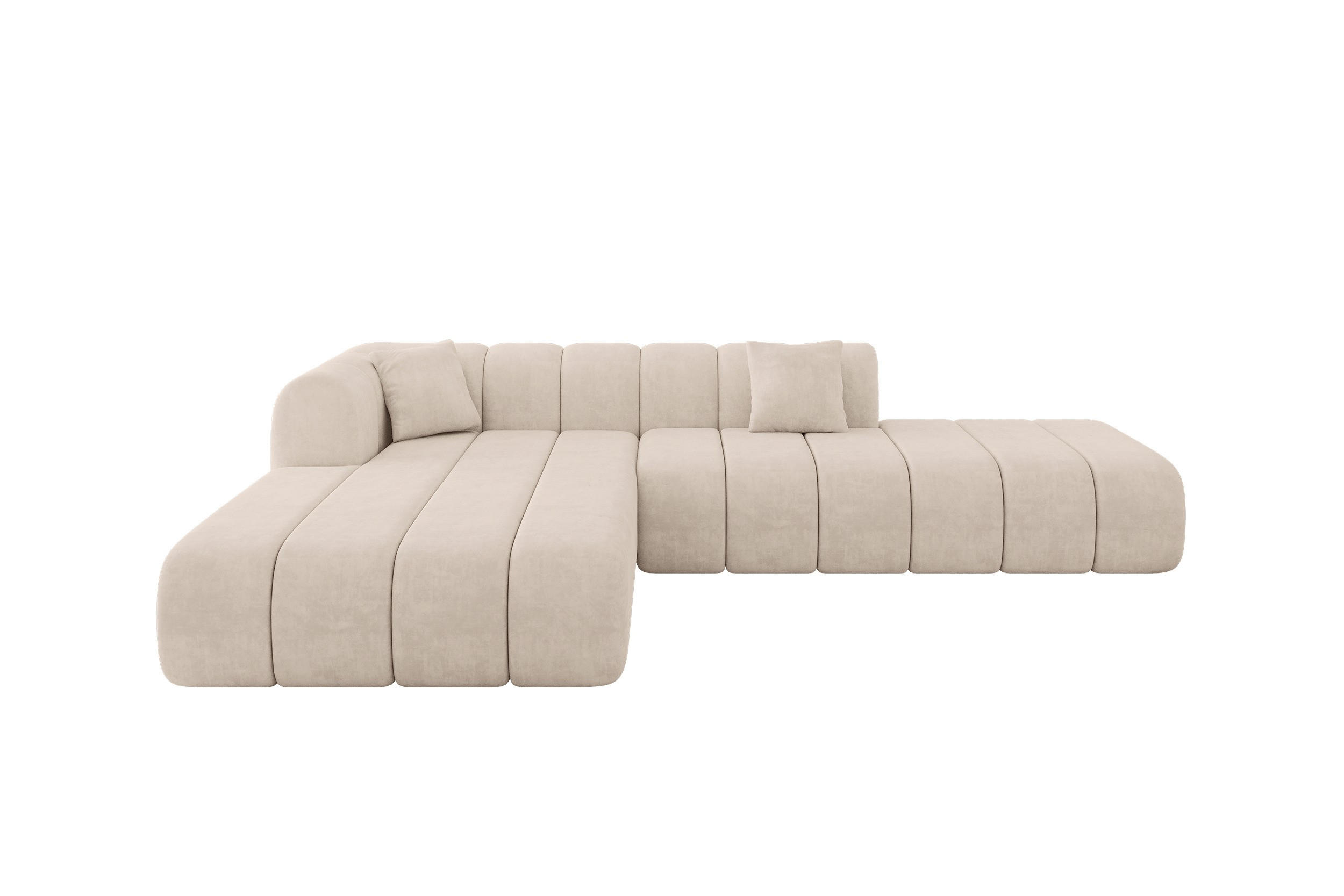 ECKSOFA Ottomane Links BILA-L 289x176x71 Beige Samt - Beige/Schwarz, Holzwerkstoff/Kunststoff (176/289cm) - ALTDECOR