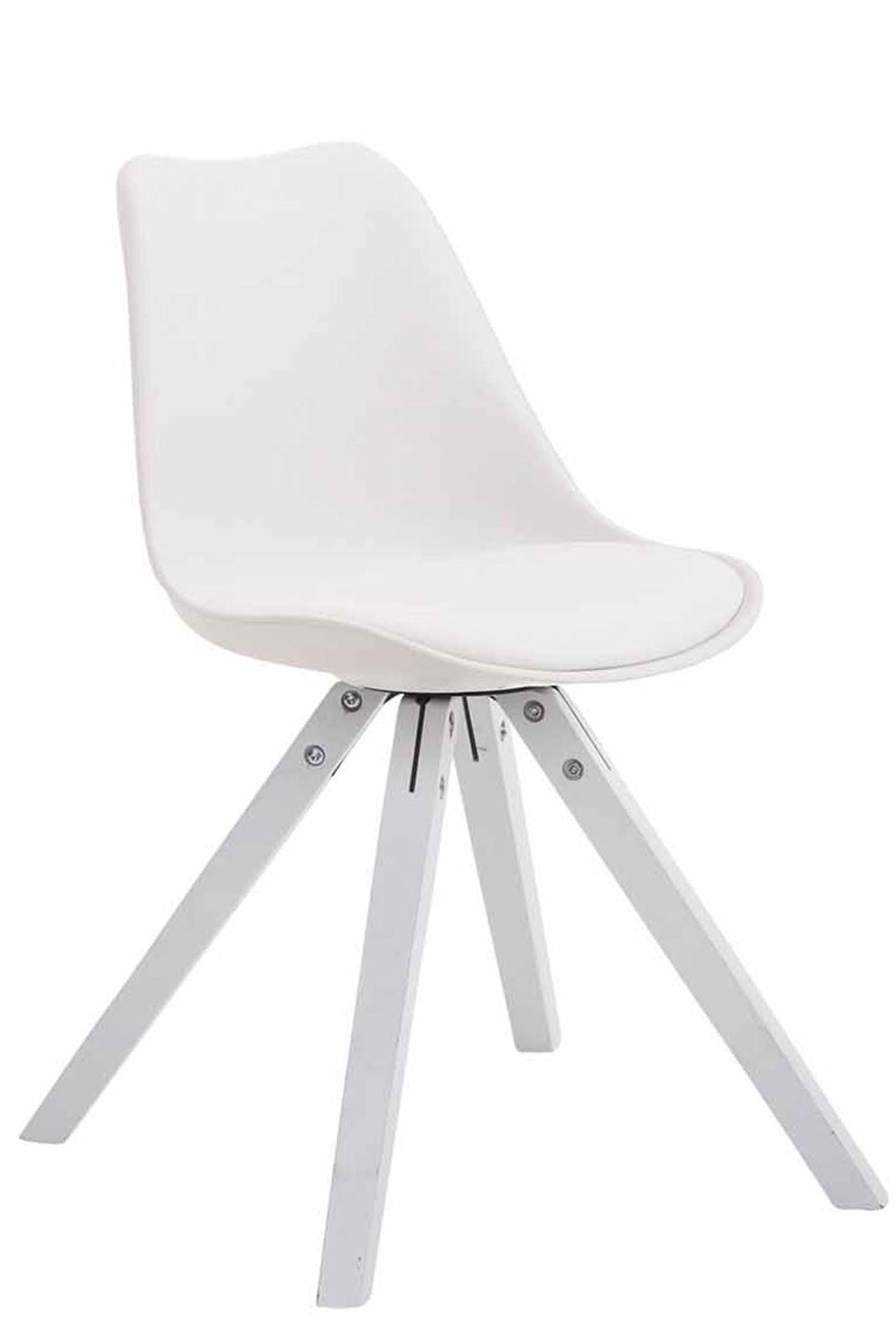 STUHL Lederlook weiß - Weiß, Holz/Textil (47.5/83/55.5cm) - CLP