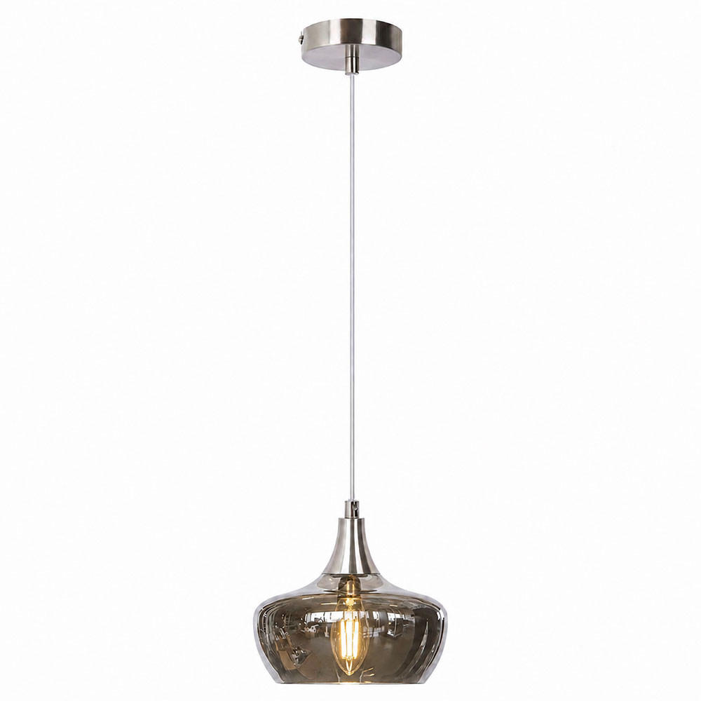 PENDELLEUCHTE Glas Rauchgrau Nickel - Orange, Glas (14/14/150cm) - Globo Lighting