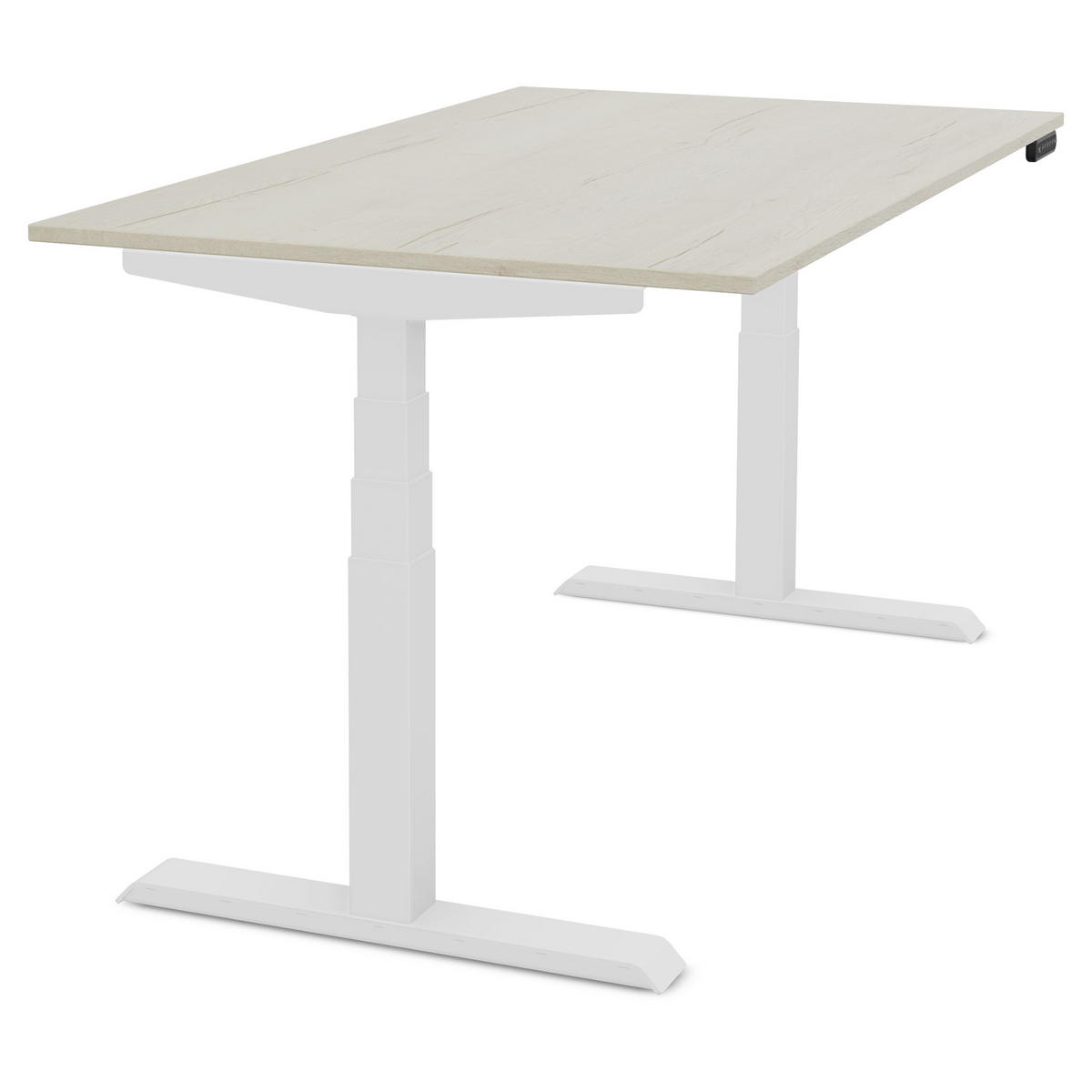SCHREIBTISCH Elektrisch höhenverstellbarer Kinderschreibtisch JUNIOR Eiche Polar Signalweiß 140/80/52.5-121cm - Eiche Bianco/Weiß, Holzwerkstoff/Metall (80/140/121cm) - ASSMANN