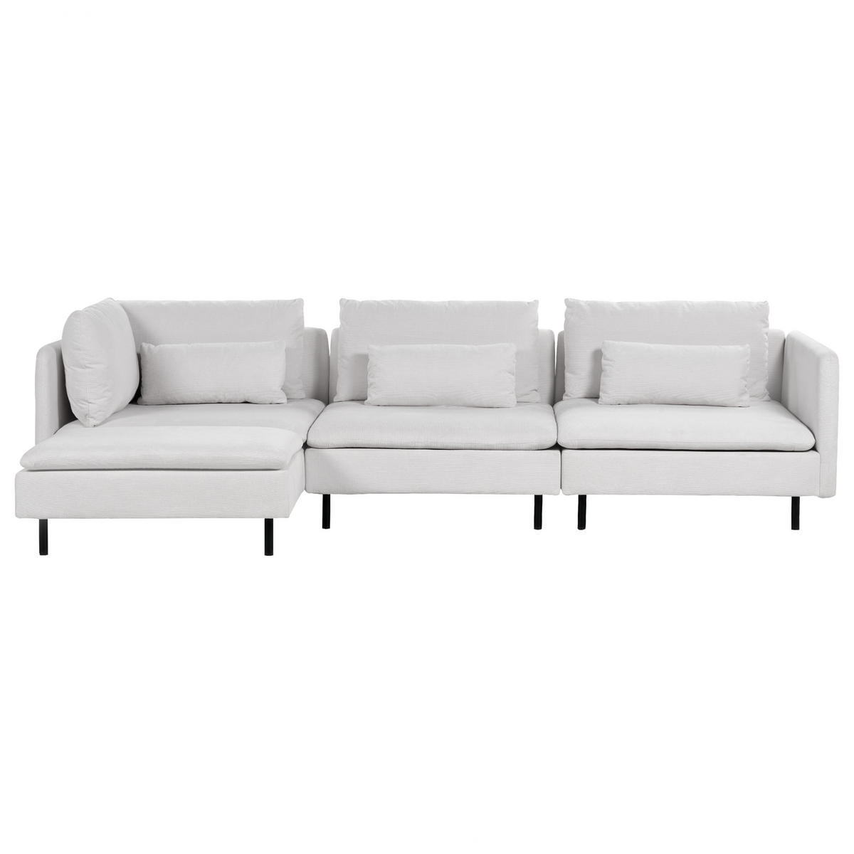 3-SITZER-ECKSOFA hellgrau linksseitig Egeris - Schwarz/Grau, Textil (291/151cm) - Beliani