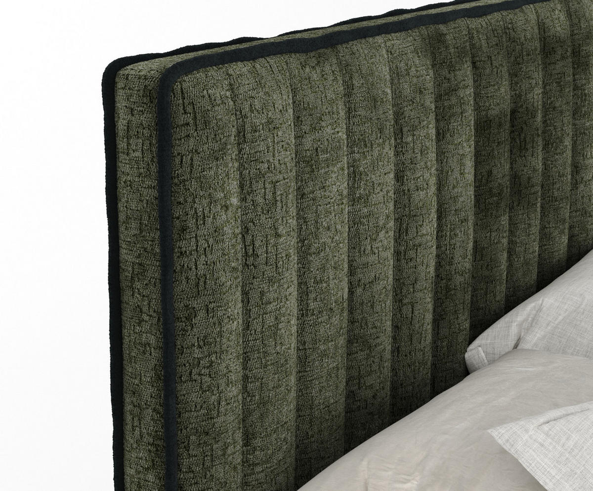 BOXSPRINGBETT Nocturne Olivenfarbe 140/200 cm - Schwarz/Olivgrün, Holz/Holzwerkstoff (140/200cm) - Maison de Reve