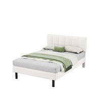 POLSTERBETT 140x190 Lattenrost Eisenfüße Sherpa Stoff Beige - Beige, Textil (140/190cm) - FLIEKS