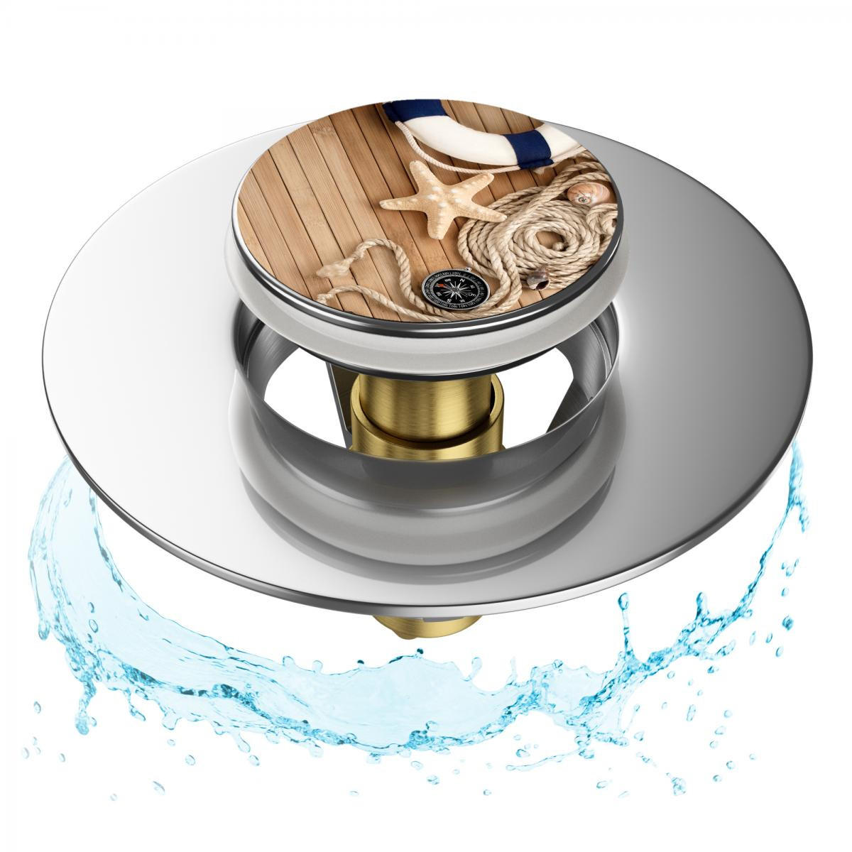 WASCHBECKENSTÖPSEL Pop-Up Maritime - Beige, Metall (6/4/5cm) - Sanilo