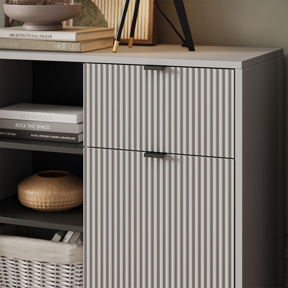 KOMMODE Eliza Grau 120 x 81.2 cm mit 2 Schubladen und 2 Türen - Grau, Holzwerkstoff (120/81.2/40cm) - Vicco